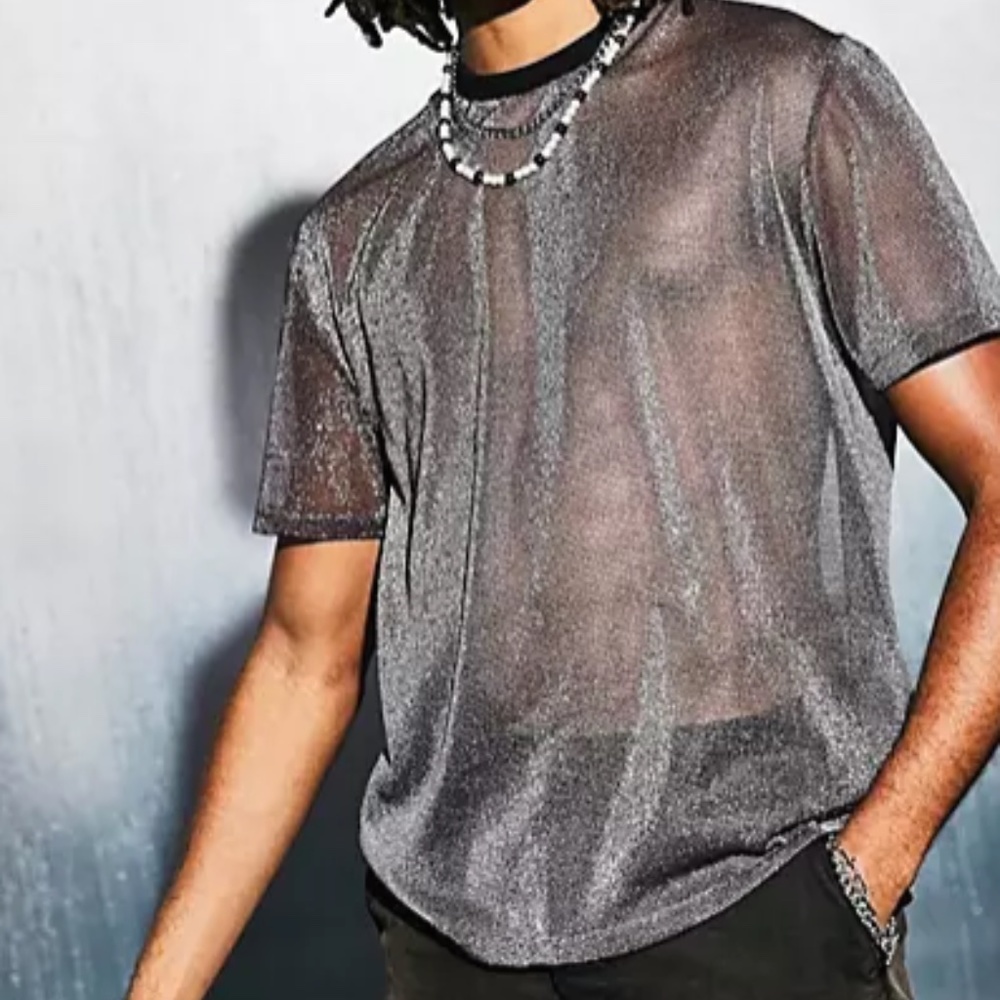 ASOS DESIGN relaxed t-shirt in bronze metallic mesh